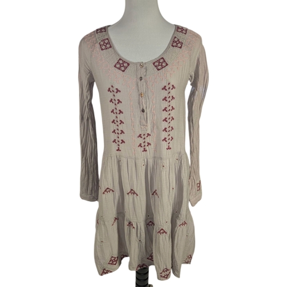 Johnny Was Ava Peasant Tunic Dress Silk Boho Embroidered Small Lagenlook FLAW - Picture 1 of 10